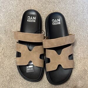 Madden NYC Brown Slides Size 9